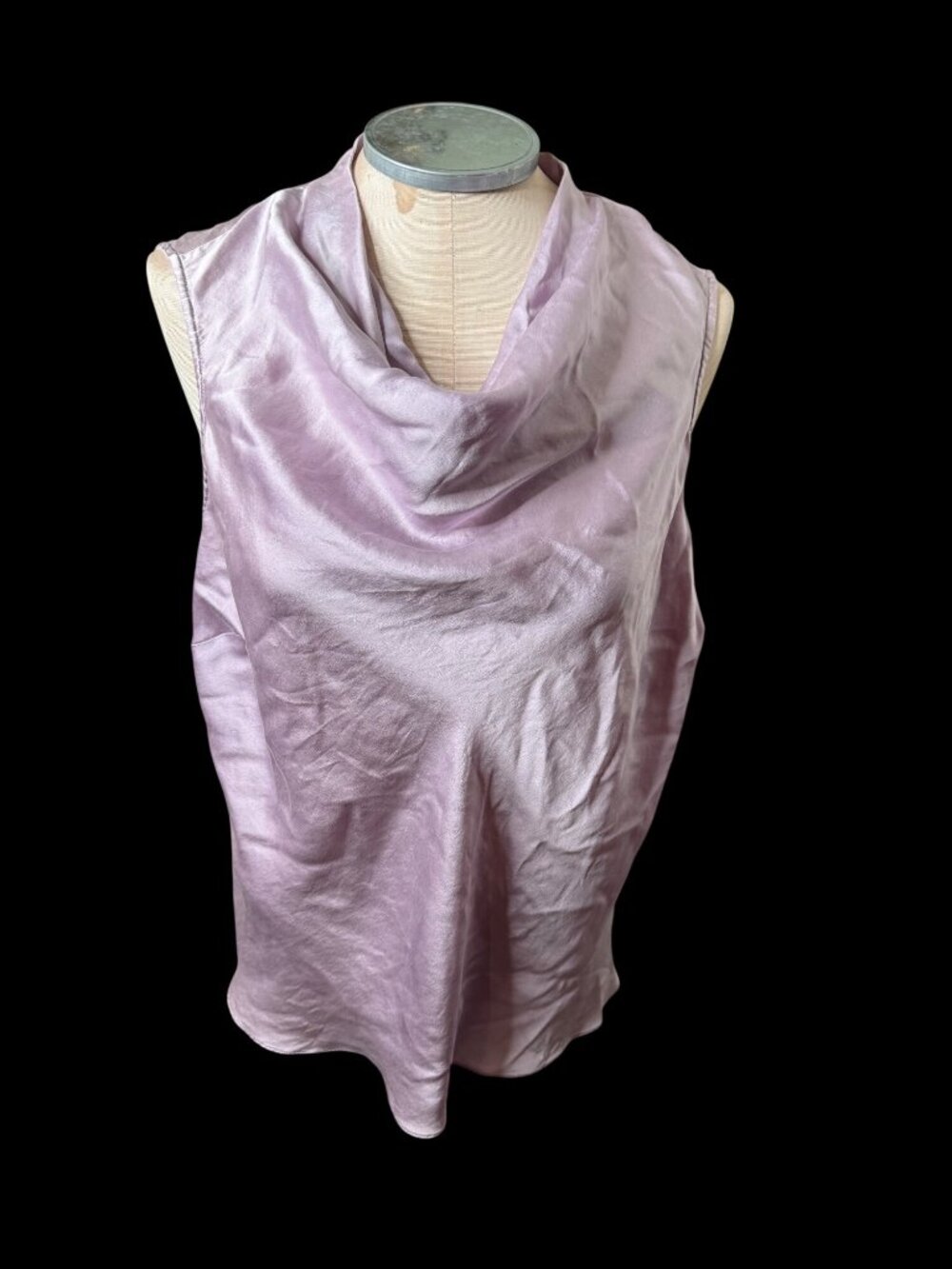 Vintage 90s Lilac Silk Sleeveless Cowl Neck Camisole Tank  Lg Y2K Romantic Fairy